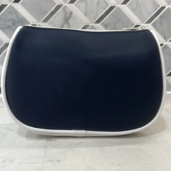 DIOR Navy and White Sateen Gold Medal Medallion Beauty Cosmetic Bag - Picture 5 of 11